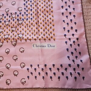 Silk Christian Dior 75 x 77 Approx Square Scarf Pink Floral Silk